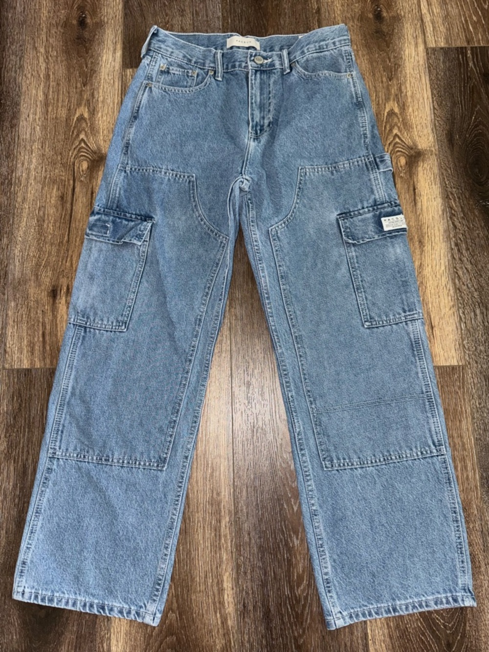 PacSun Baggy Cargo Wide Leg Medium Indigo Wash Jeans Size 30 LIKE NEW!